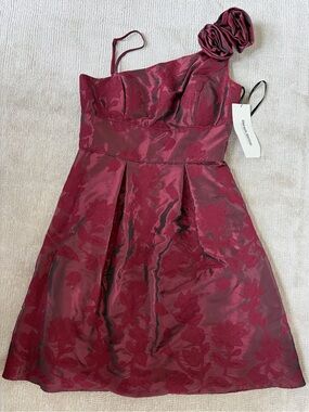 Burgundy Floral Cocktail Dress